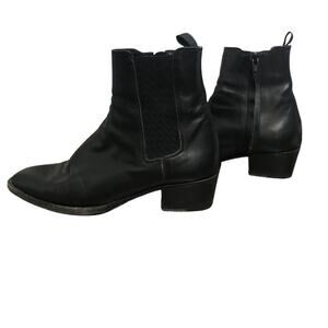 More Than Yesterday Women's Black Leather Heeled Bootie SIZE 37 / US 6.5